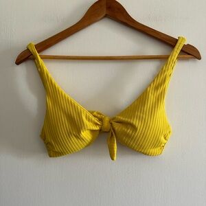 Mara Hoffman Yellow Designer Rio Tie/Front Ribbed Swim Top size Small EUC